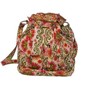 Vera Bradley Retired FOLKLORIC Quick Drawstring Pink Orange Green Summer Colors